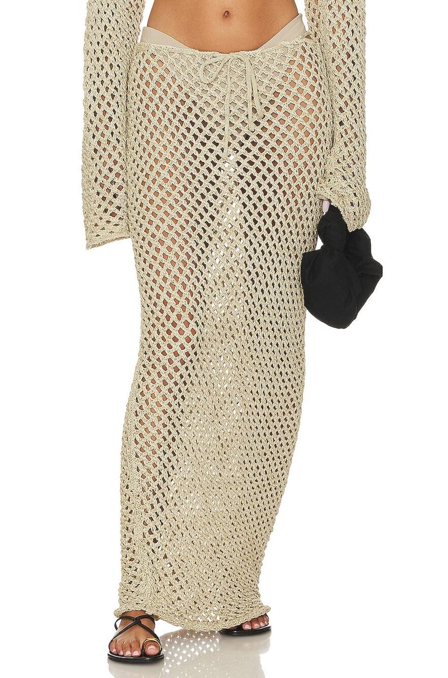 Bananhot Magen Knit Maxi Skirt in Ivory - S